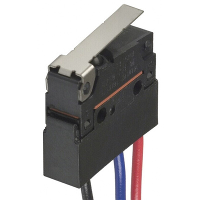 Omron Hinge Lever Micro Switch, Pre-wired Terminal, 100 mA @ 30 V dc, SPDT, IP67