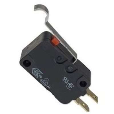 Omron Simulated Roller Lever Micro Switch, Solder, Tab Terminal, 16 A @ 250 V ac, 1 NF, IP40