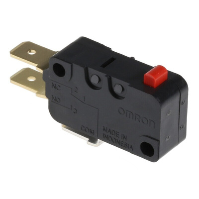 Omron Pin Plunger Micro Switch, Tab Terminal, 16 A @ 250 V ac, SPDT, IP40