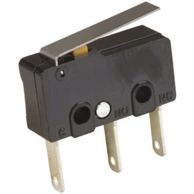 Omron Roller Lever Micro Switch, Tab Terminal, 100 mA @ 30 V dc, SPDT, IP40