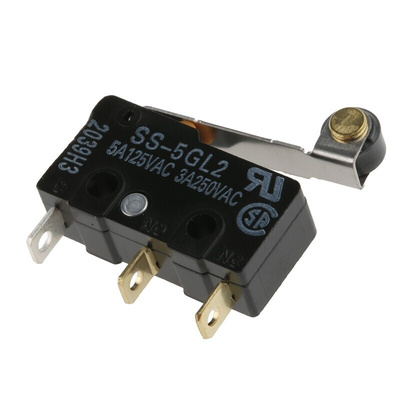Omron Roller Lever Micro Switch, Solder Terminal, 5 A @ 125 V ac, SPDT, IP40