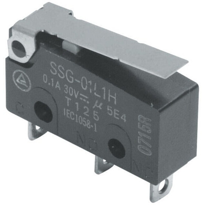 Omron Hinge Lever Subminiature Micro Switch, Solder Terminal, 100 mA @ 30 V dc, SPDT, IP40