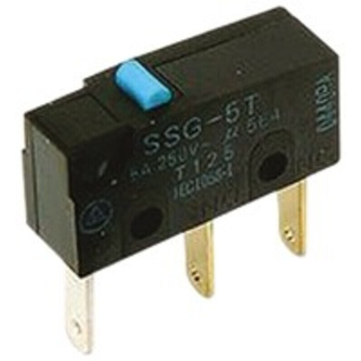 Omron Pin Plunger Subminiature Micro Switch, Tab Terminal, 5 A @ 125 V ac, SPDT, IP40