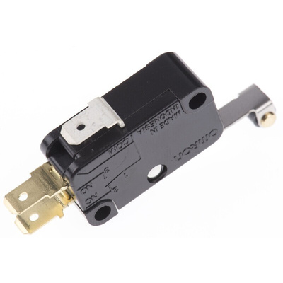 Omron Roller Lever Micro Switch, Tab Terminal, 15 A @ 250 V ac, SPDT, IP40