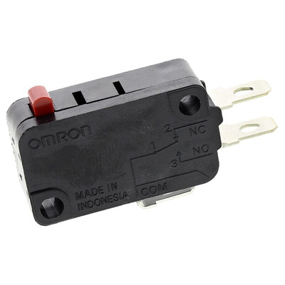 Omron Pin Plunger Micro Switch, Solder Terminal, 16 A @ 250 V ac, SPDT, IP40