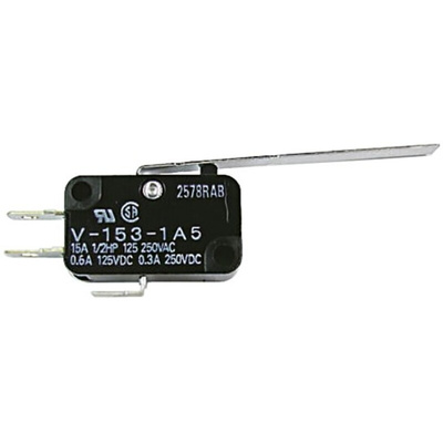 Omron Long Hinge Lever Micro Switch, Tab Terminal, 100 mA @ 30 V dc, SPDT, IP40