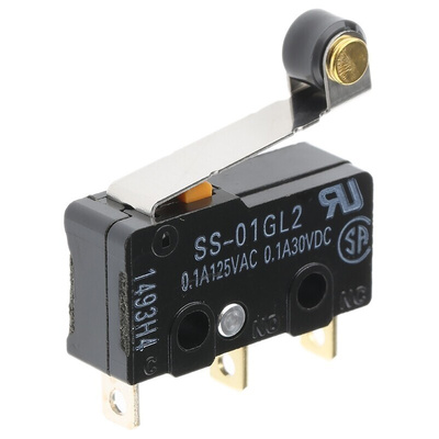 Omron Roller Lever Micro Switch, Solder Terminal, 100 mA @ 30 V dc, SPDT, IP40