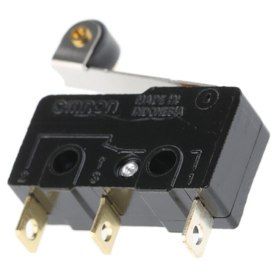 Omron Roller Lever Micro Switch, Solder Terminal, 100 mA @ 30 V dc, SPDT, IP40