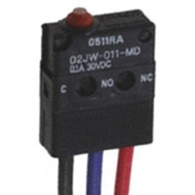 Omron Pin Plunger Micro Switch, Pre-wired Terminal, 100 mA @ 30 V dc, SPDT, IP67