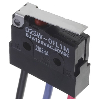 Omron Hinge Lever Micro Switch, Pre-wired Terminal, 3 A @ 30 V dc, SPDT, IP67