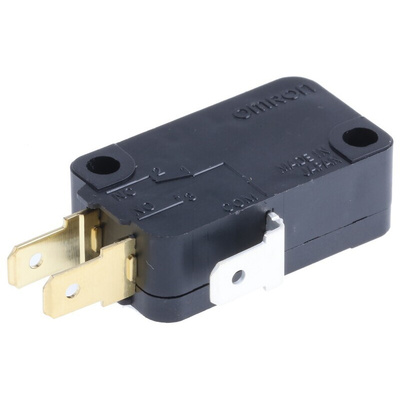 Omron Pin Plunger Micro Switch, Tab Terminal, 5 A @ 250 V ac, SPDT, IP40