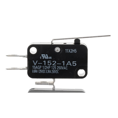 Omron Hinge Lever Micro Switch, Solder Terminal, 15 A @ 250 V ac, SPDT, IP40