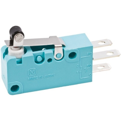 Panasonic Short Roller Lever Micro Switch, Tab Terminal, 3 A @ 250 V ac, SP-CO, IP50