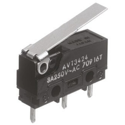 Panasonic Hinge Lever Micro Switch, Solder Terminal, 100 mA @ 30 V dc, SP-CO