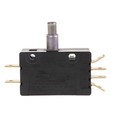 ZF Button Micro Switch, Tab Terminal, 15 A @ 250 V ac, DPDT