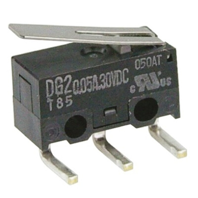 ZF Hinge Lever Micro Switch, Right Angle PCB Terminal, 50 mA @ 30 V dc, SPDT