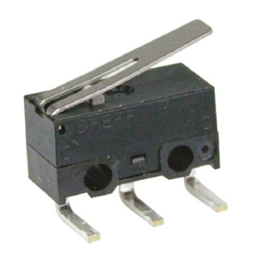 ZF Hinge Lever Micro Switch, Left Angle PCB Terminal, 50 mA @ 30 V dc, SPDT