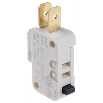 ZF Button Micro Switch, Tab Terminal, 16 A @ 250 V ac, SPDT