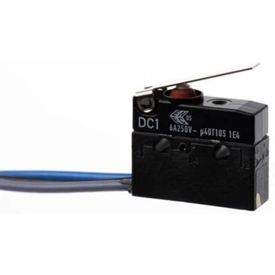 ZF Short Lever Micro Switch, Pre-wired Terminal, 6 A @ 250 V ac, SPDT, IP6K7