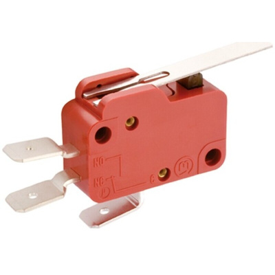 Marquardt Hinge Lever Micro Switch, Tab Terminal, 10 A @ 250 V ac, SP-CO