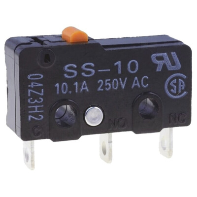 Omron Pin Plunger Micro Switch, Solder Terminal, 5 A @ 125 V ac, SP-CO, IP40