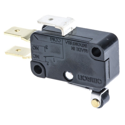 Omron Roller Lever Micro Switch, Quick Connect Terminal, 15 A @ 250 V ac, SP-CO, IP40