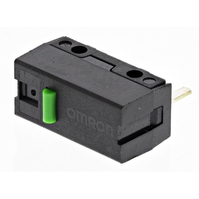 Omron Pin Plunger Micro Switch, PCB Straight Terminal, 100 mA @ 5 V dc, SPST, IP40