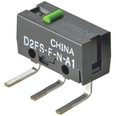 Omron Pin Plunger Micro Switch, Left Angle PCB Terminal, 100 mA @ 5 V dc, SPST, IP40