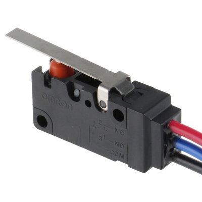 Omron Hinge Lever Micro Switch, Wire Lead Terminal, 3 A @ 125 V ac, SP-CO, IP67