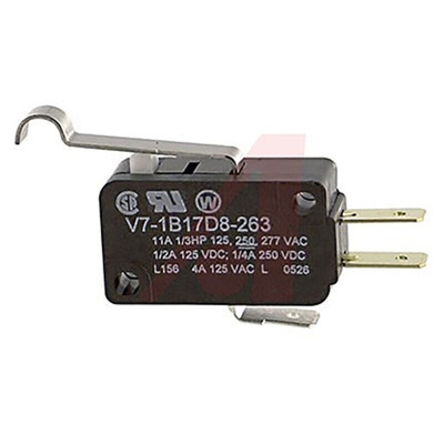 Honeywell Roller Lever Micro Switch, Quick Connect Terminal, 10 A @ 125 V ac, SP-CO