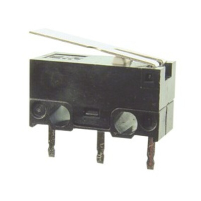 C & K Lever Snap Action Micro Switch, Through Hole Terminal, 100 mA @ 125 V ac, 100 mA @ 60 V dc, SP-CO