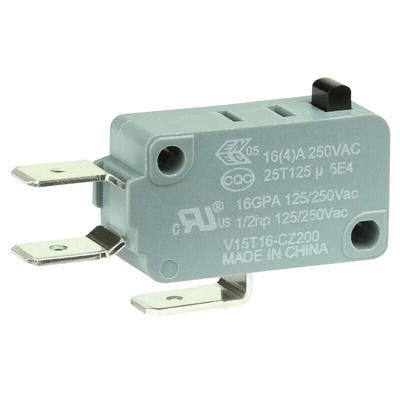 Honeywell Pin Plunger Micro Switch, Quick Connect Terminal, 22 A, SP-CO, IP00