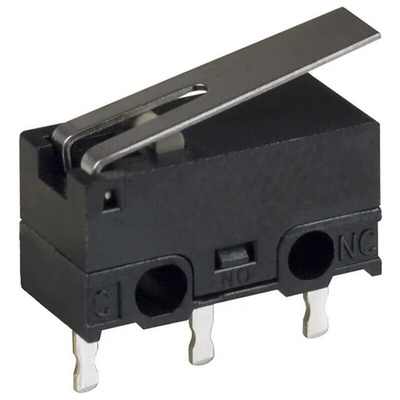 Omron Hinge Lever Subminiature Micro Switch, Through Hole Terminal, 100 mA, SPDT, IP40