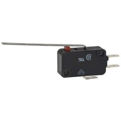 Omron Long Hinge Lever Microswitch, Solder Terminal, 5 A, SPDT, IP40