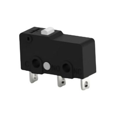 TE Connectivity Pin Plunger Snap Action Micro Switch, Solder Terminal, 3A at 30VDC, 3A at 250VAC, 5A at 125VAC, SPDT