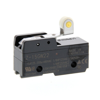 Omron Short Hinge Roller Lever Micro Switch, Solder Terminal, 15A, SPDT, IP00