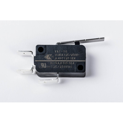 Zippy Lever Snap Action Micro Switch, Solder Terminal, 16.1A, SPDT