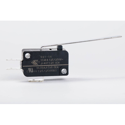 Zippy Lever Snap Action Micro Switch, Solder Terminal, 16.1A, SPDT