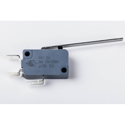 Zippy Lever Snap Action Micro Switch, Solder Terminal, 26A, SPDT
