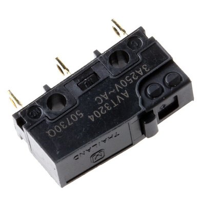 Panasonic Pin Plunger Micro Switch, Solder Terminal, 3 A @ 250 V ac, SP-CO