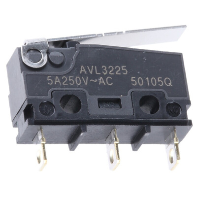 Panasonic Hinge Lever Micro Switch, Solder Terminal, 5 A @ 250 V ac, SP-CO