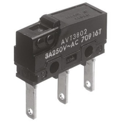 Panasonic Pin Plunger Micro Switch, Tab Terminal, 100 mA @ 30 V dc, SP-CO