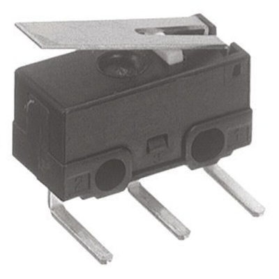Panasonic Hinge Lever Micro Switch, Right Angle PCB Terminal, 100 mA @ 30 V dc, SP-CO