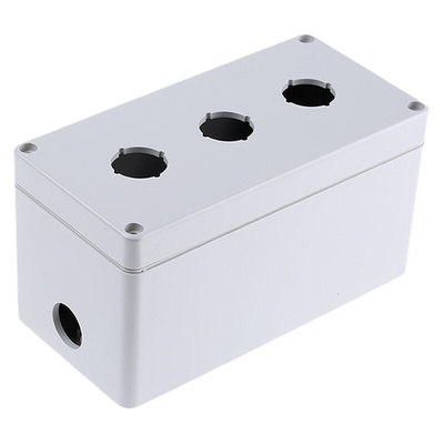Bopla Light Grey Plastic Euromas Push Button Enclosure - 3 Hole 22mm Diameter