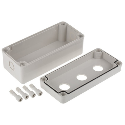 RS PRO Grey Plastic Push Button Enclosure - 3 Hole 22mm Diameter