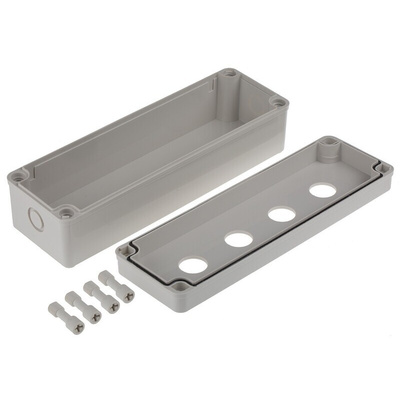 RS PRO Grey Plastic Push Button Enclosure - 4 Hole 22mm Diameter