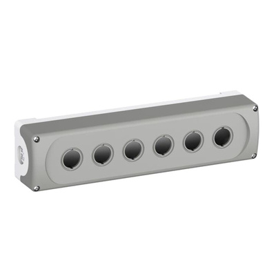 Grey Plastic MEP6 Control Station Enclosure - 6 Hole 22.5mm Diameter
