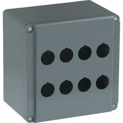 Grey Aluminium Modular Metal Push Button Enclosure - 8 Hole