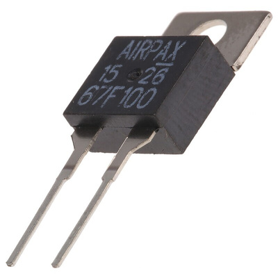 Sensata / Airpax Bi-Metallic Thermostat, Closes at +100°C, +130°C Max, NO, Automatic Reset, PCB Mount