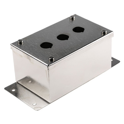 Eaton Grey Stainless Steel RMQ Titan Push Button Enclosure - 3 Hole 22mm Diameter